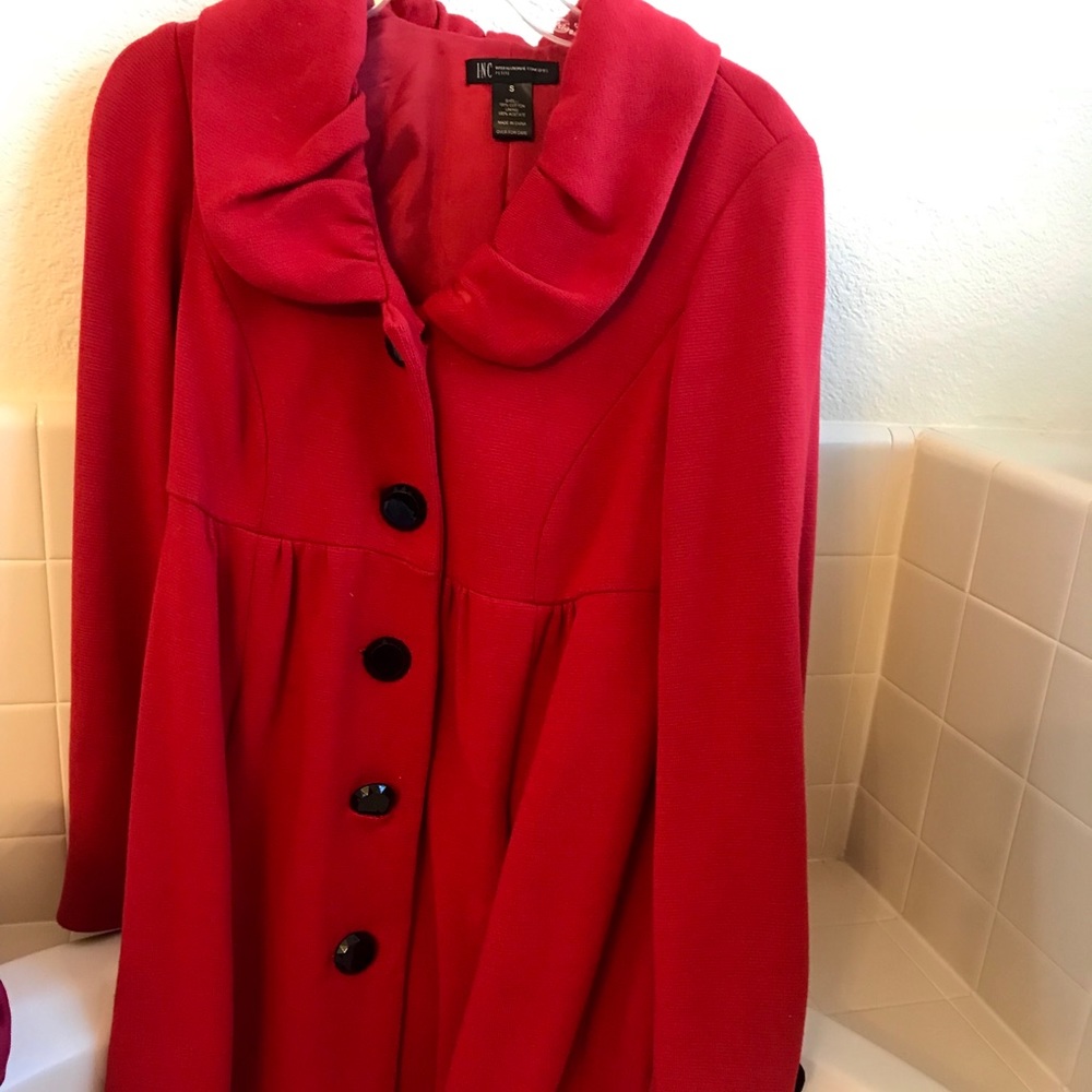 INC red pea coat!